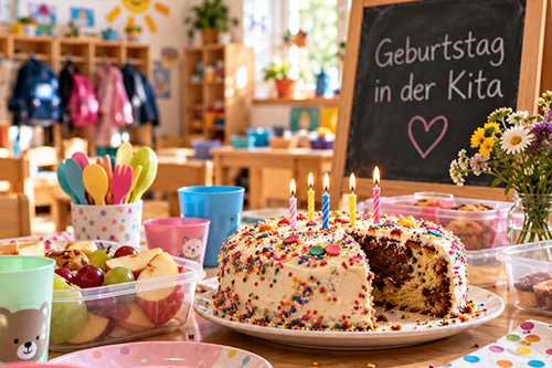 Geburtstag in der Kita und plötzlich steht da ein Kuchen.  Praktische Fragen rund um Lebensmittel in der Kita.